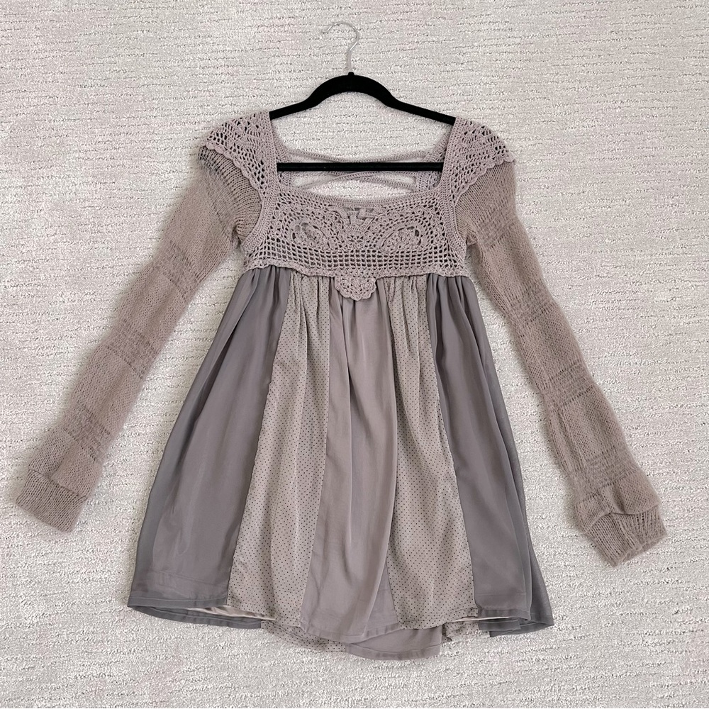 Dusty Rose Long Sleeve Short Dress